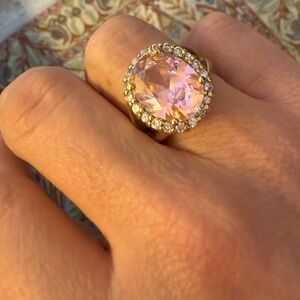 Vintage Jacqueline Kennedy Camrose Kross Pink Stone Ring size 7 valentines